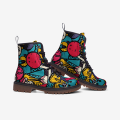 Vibe Crew Pop Print Casual Leather Lightweight boots